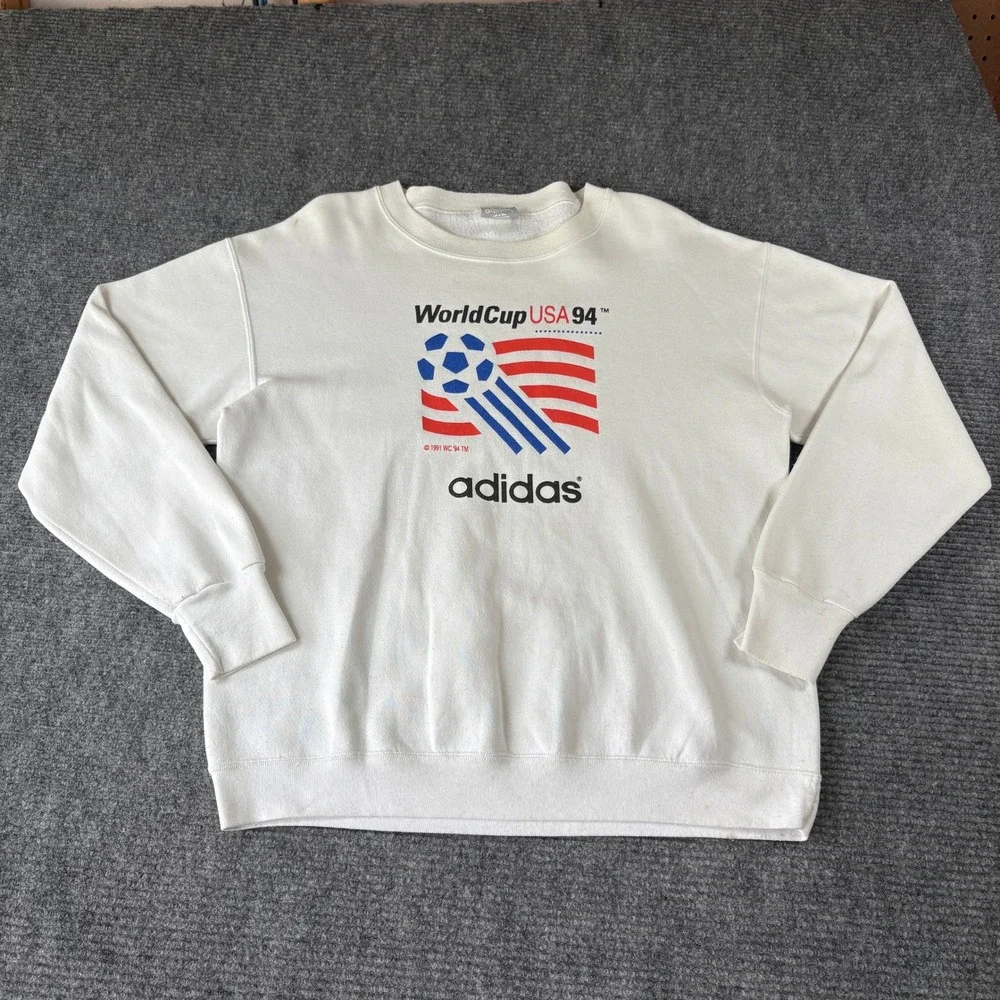 Vintage Adidas World Cup USA 94 Sweatshirt Mens XL White Crewneck Made in USA